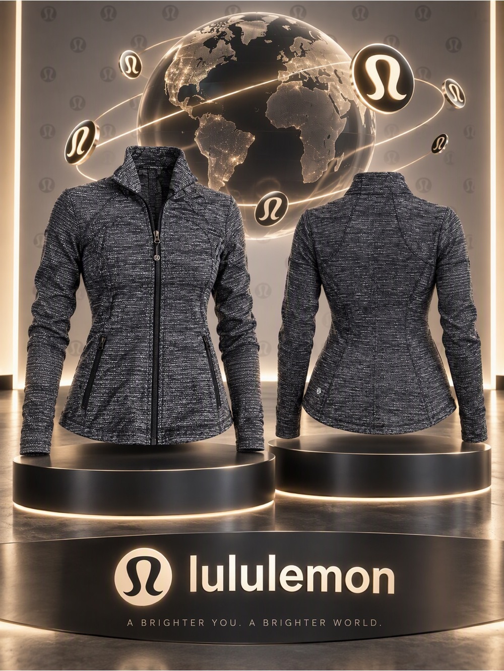 lululemon athletica Black Space-Dye Zip-Up Bomber Jacket